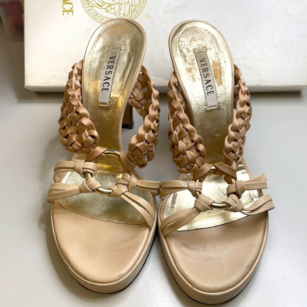 Versace leather sandal beige